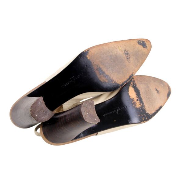 Vicente Pastor BEIGE BROWN GENUINE LEATHER HIGH HEEL CLASSIC PUMP SHOES Sz 9 - Picture 9 of 12